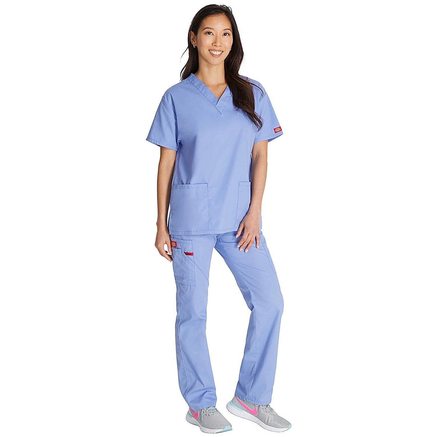 Dickies Signature V-neck Scrub Top, Ceil Blue, Large Easy2Order : WIS22385