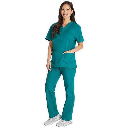 Dickies Signature V-neck Scrub Top, Hunter Green, XS