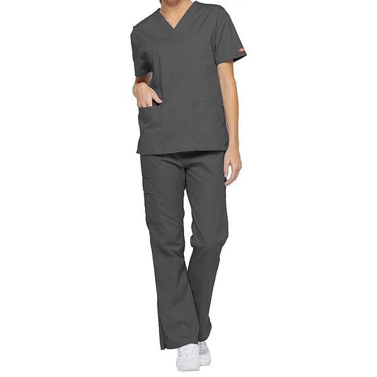 Dickies Signature V-neck Scrub Top, Pewter Grey, 3XL