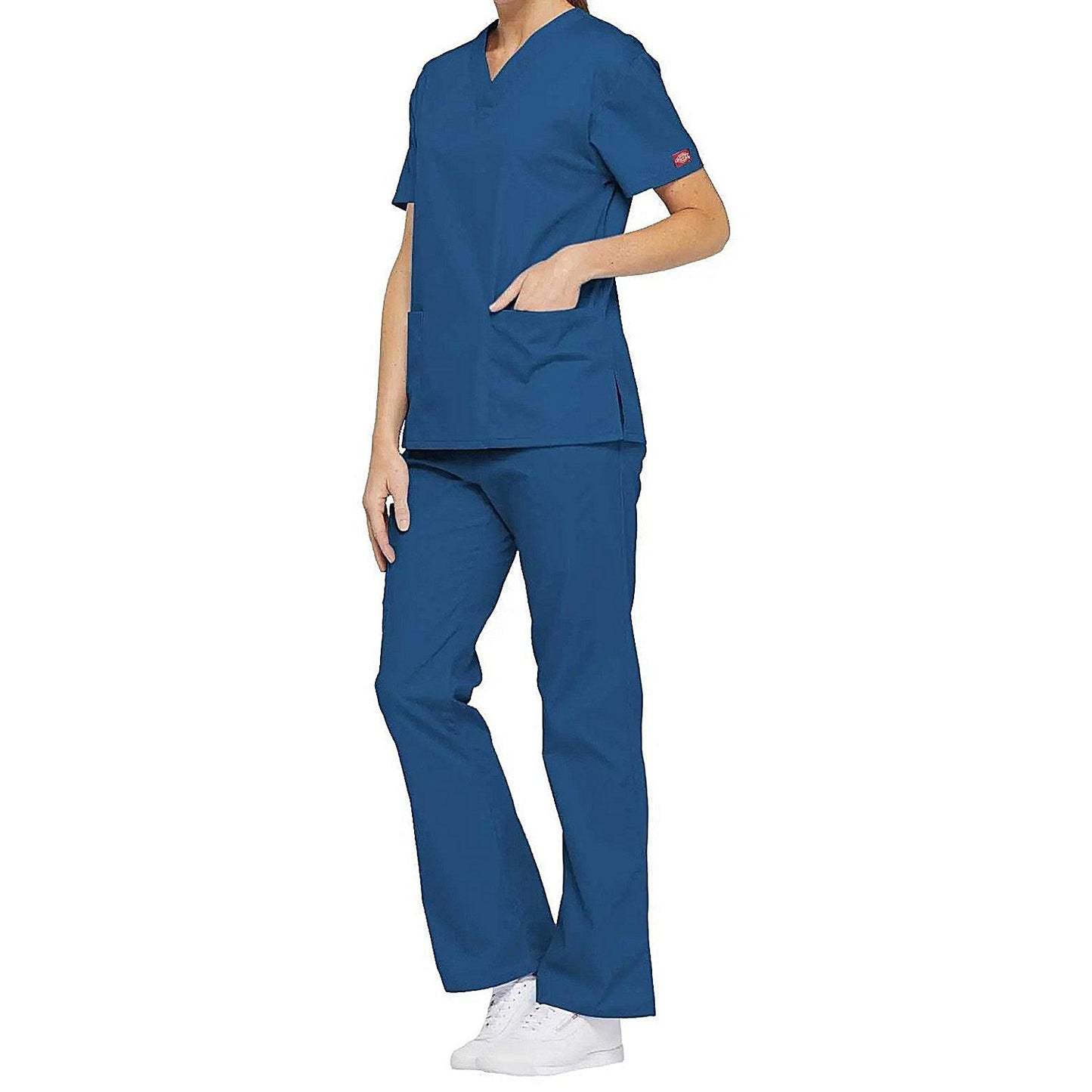 Dickies Signature V-neck Scrub Top, Royal Blue, 2XL