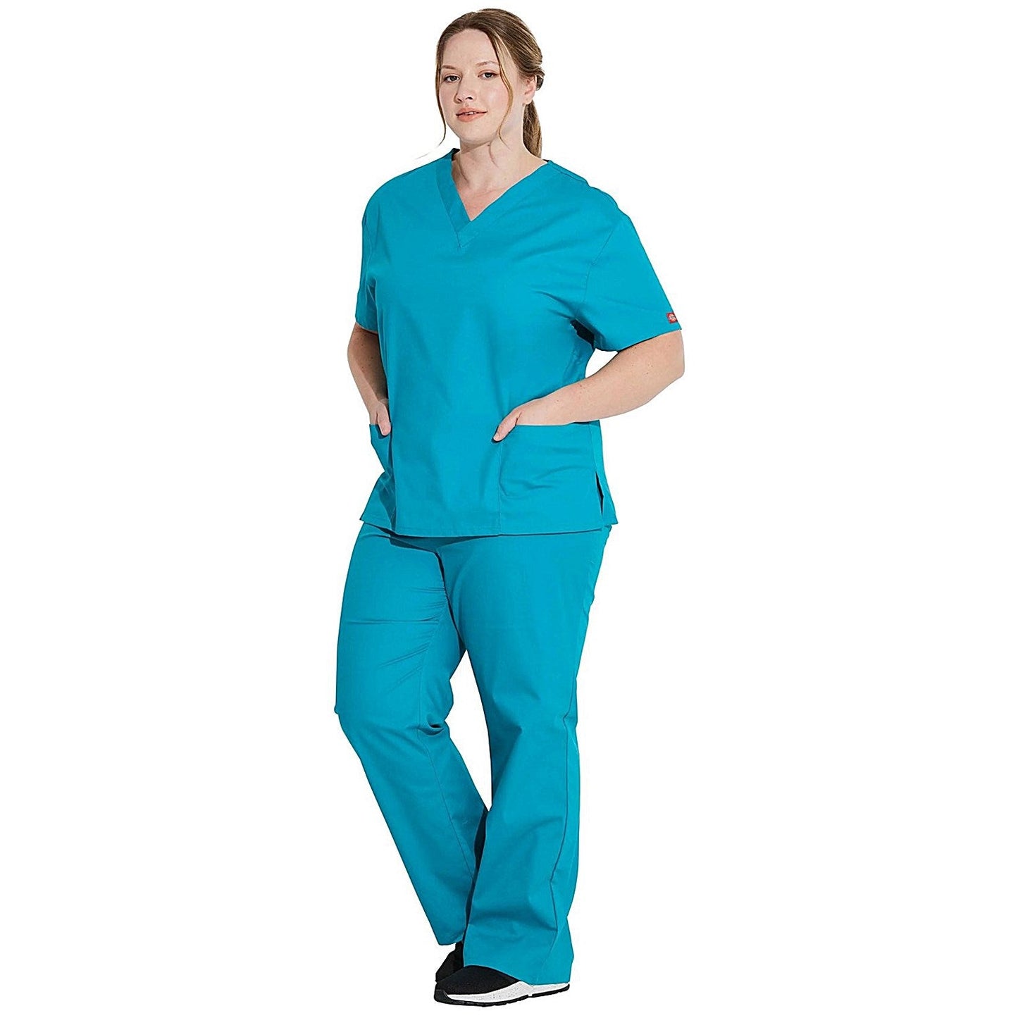 Dickies Signature V-neck Scrub Top, Teal, 3XL