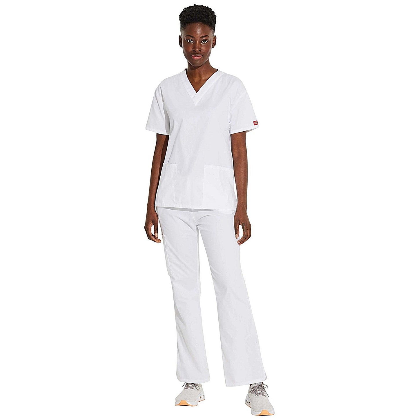 Dickies Signature V-neck Scrub Top, White, 3XL