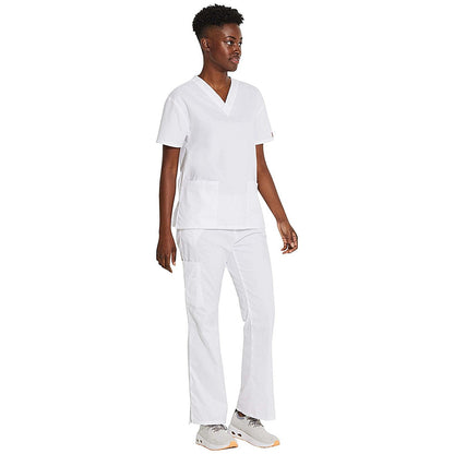 Dickies Signature V-neck Scrub Top, White, XS