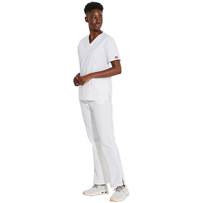 Dickies Signature V-neck Scrub Top, White, XS