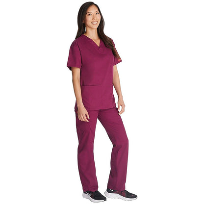 Dickies Signature V-neck Scrub Top, Wine Red, 2XL