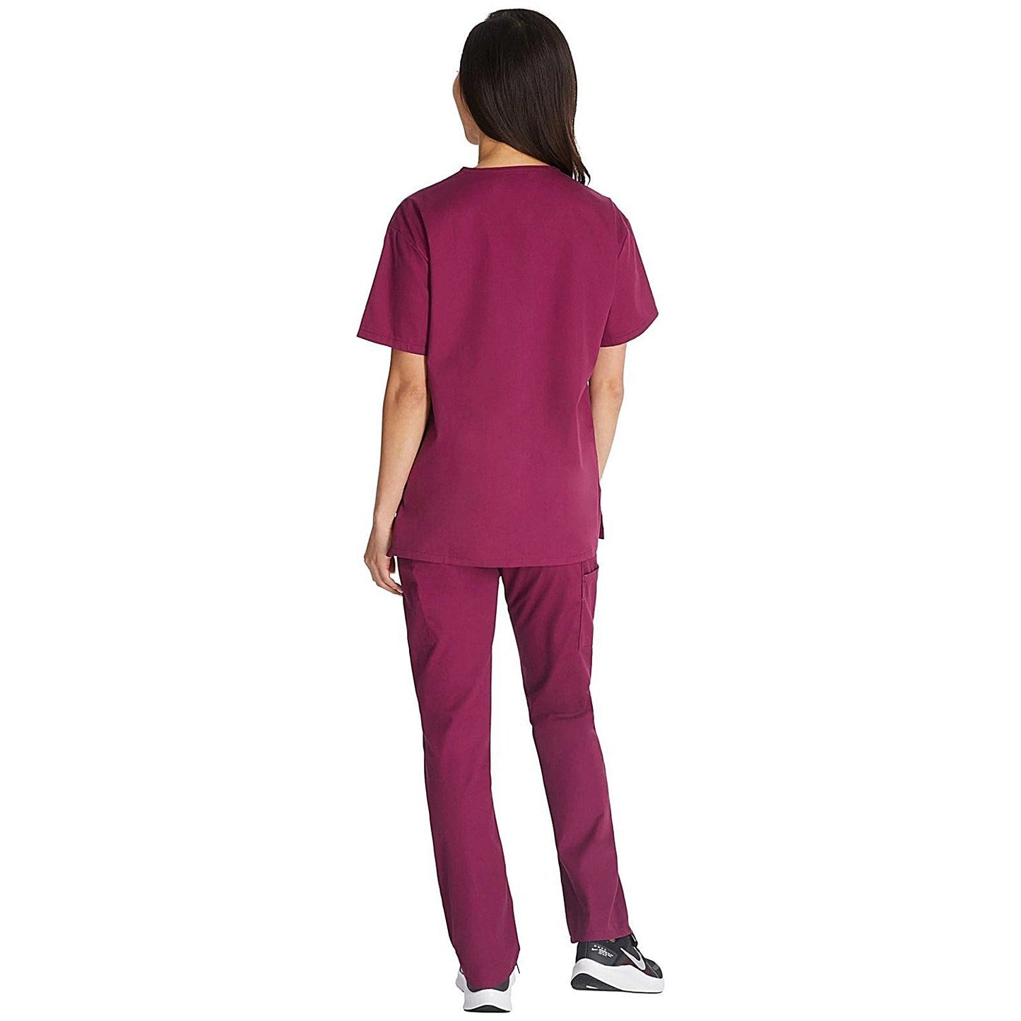 Dickies Signature V-neck Scrub Top, Wine Red, 2XL