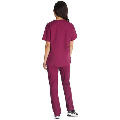 Dickies Signature V-neck Scrub Top, Wine Red, 2XL