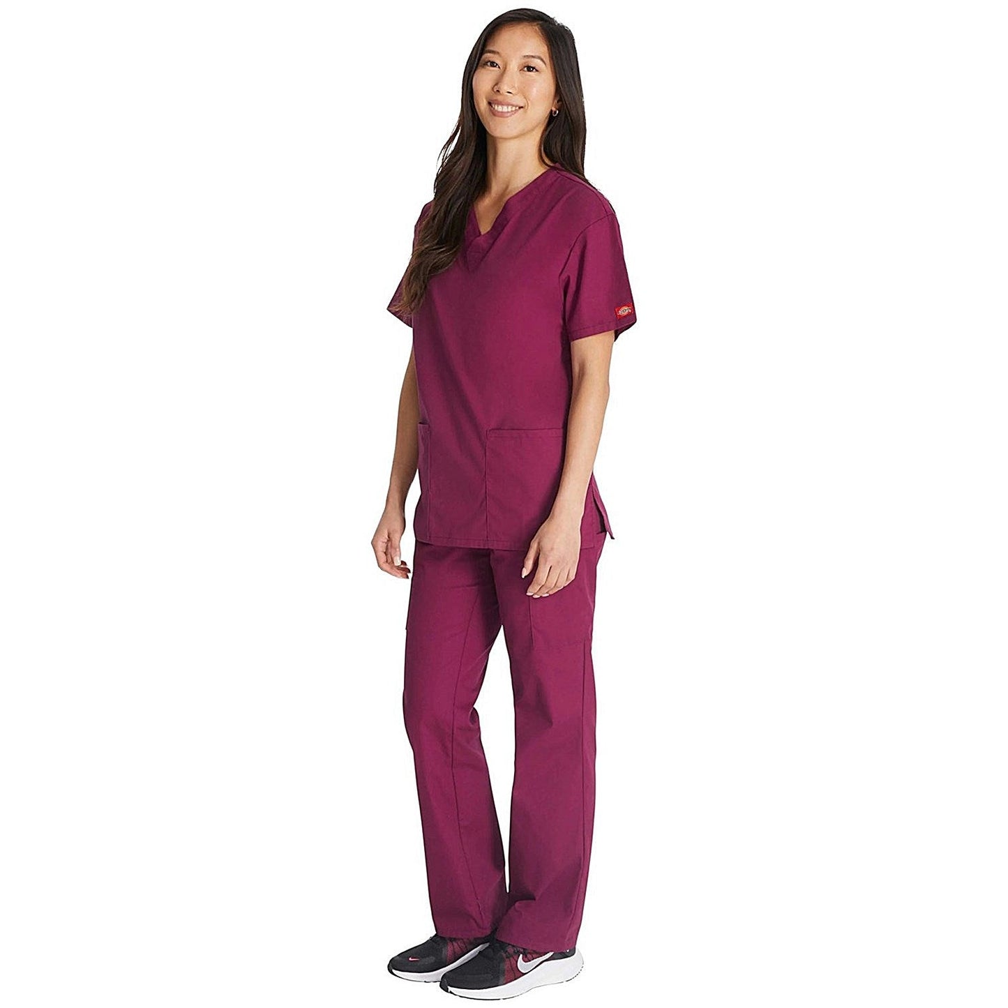 Dickies Signature V-neck Scrub Top, Wine Red, 2XL Easy2Order : WIS22463