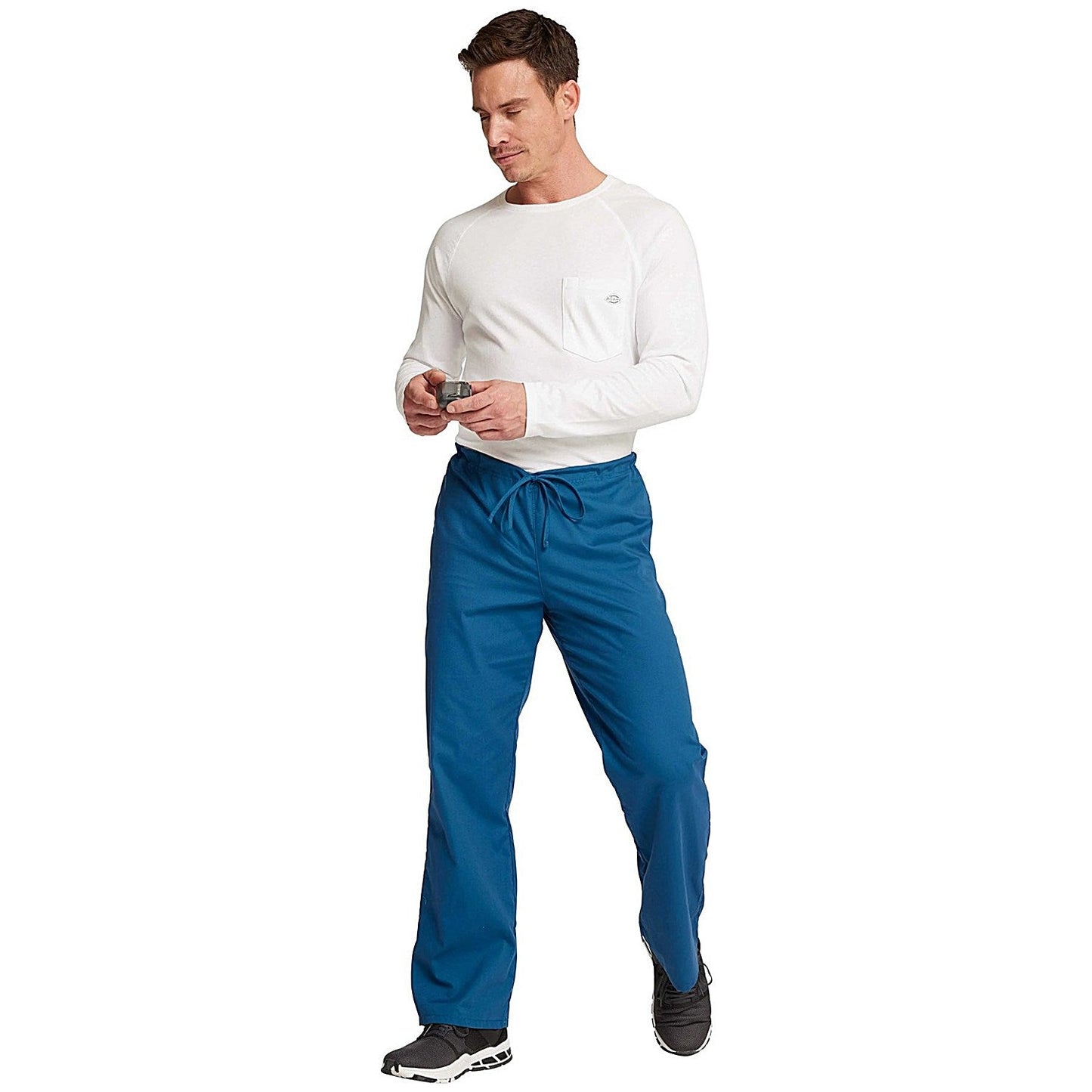 Dickies Signature Drawstring Scrub Bottoms, Caribbean Blue, 2XS
