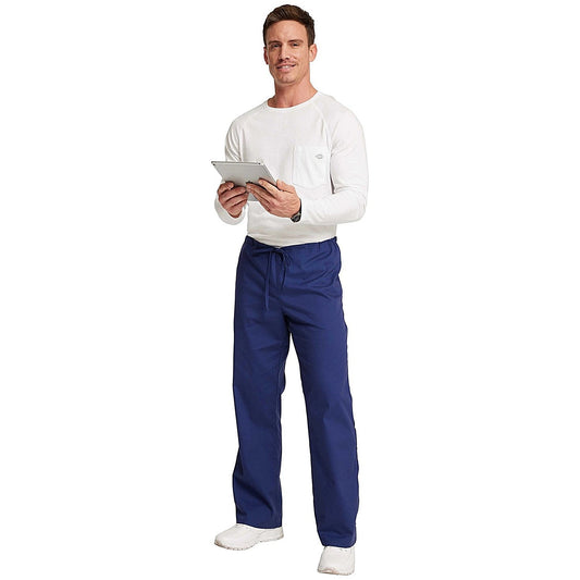 Dickies Signature Drawstring Scrub Bottoms, Navy Blue, Small