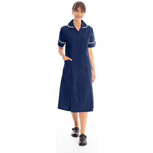 Work in Style Dvddr Nursing Dress, Navy Blue and White, 40 Easy2Order : WIS22798