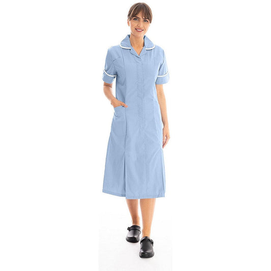 Work in Style Dvddr Nursing Dress, Sky Blue & White, 52 Easy2Order : WIS22827