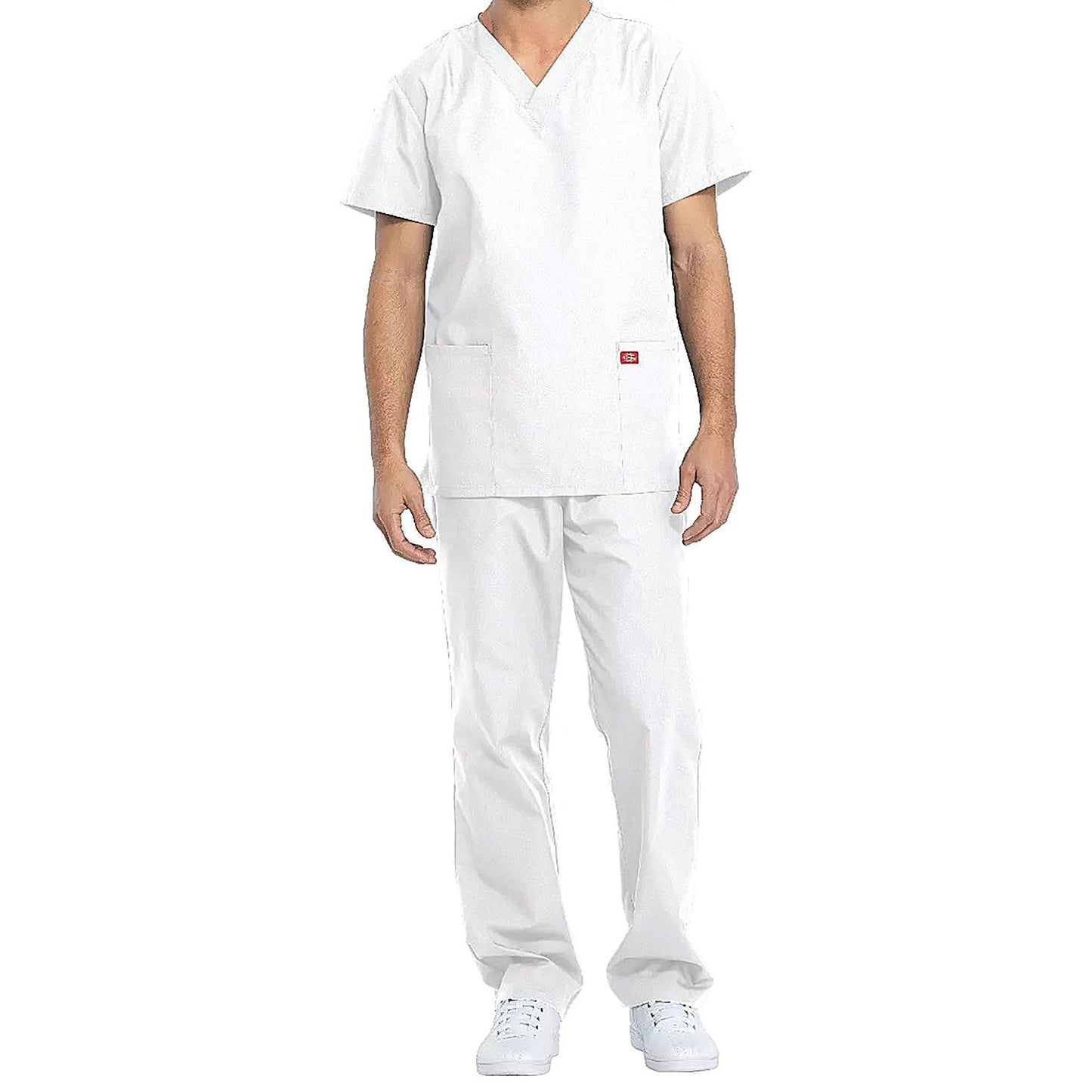 Dickies DKP520C Unisex Scrub Set Top and Trousers, White, Size Medium