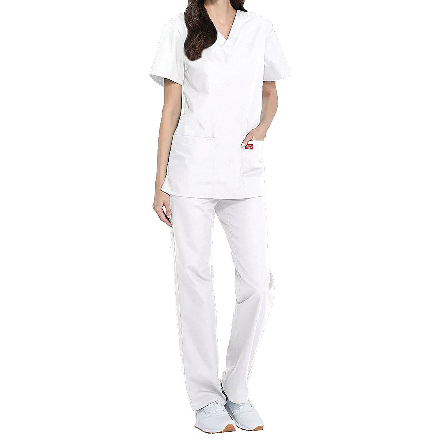 Dickies DKP520C Unisex Scrub Set Top and Trousers, White, Size XL