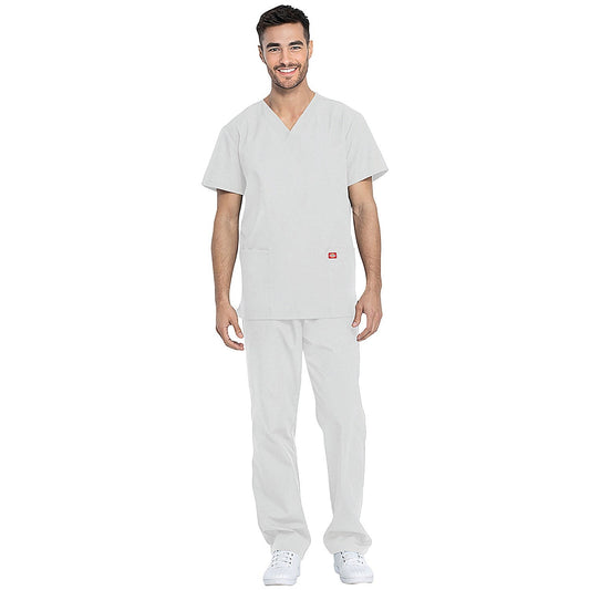 Dickies DKP520C Unisex Scrub Set Top and Trousers, White, Size XS