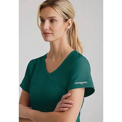 Skechers Female V Neck Scrub Top, Hunter Green, 2XS Easy2Order : WIS24674