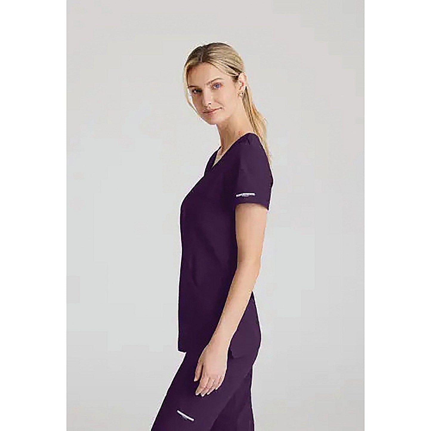 Skechers Female V Neck Scrub Top, Eggplant, 5XL