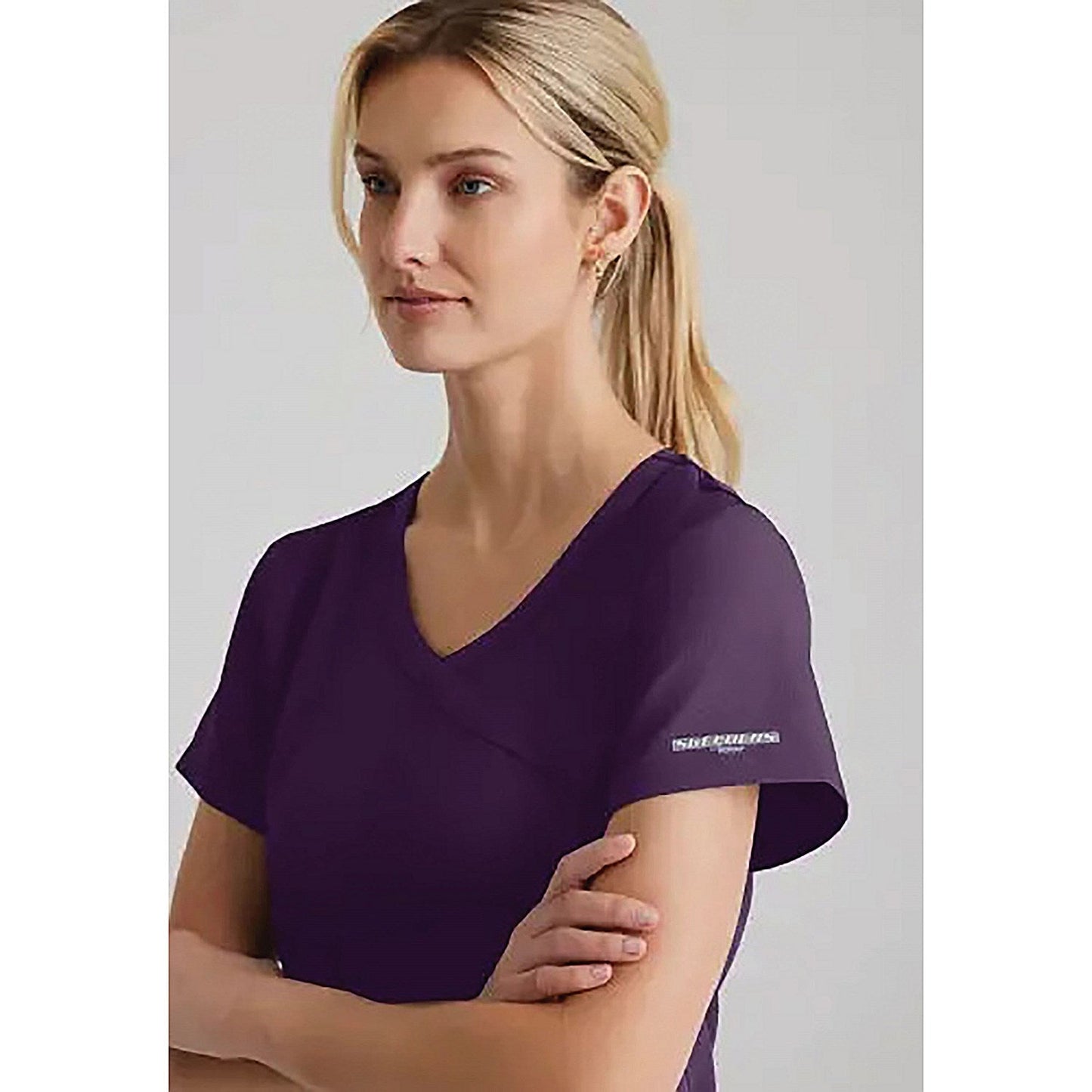 Skechers Female V Neck Scrub Top, Eggplant, 5XL Easy2Order : WIS24687