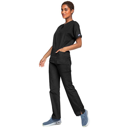 Cherokee Unisex Scrub Top, Black, 2XS