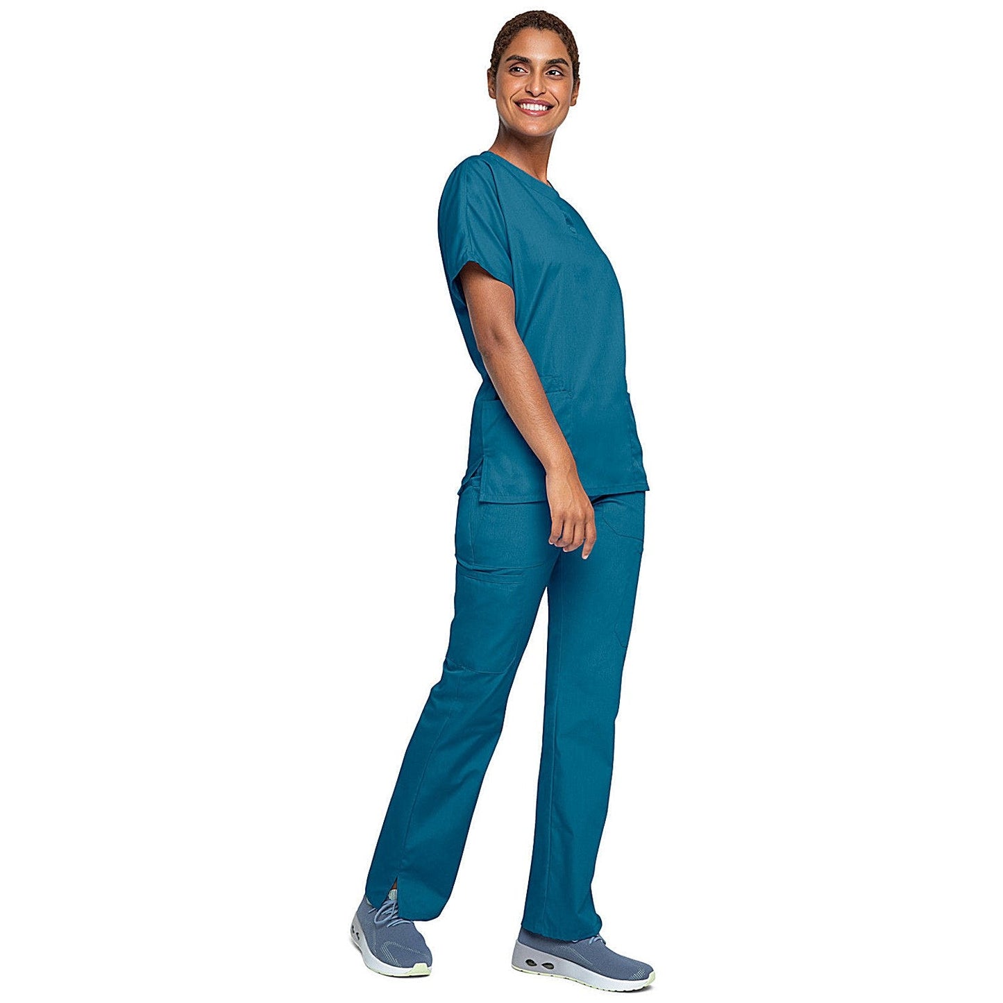 Cherokee Unisex Scrub Top, Caribbean Blue, Medium