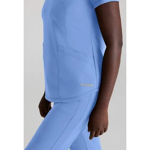 Skechers Slip-ins Serene Knit Scrub Top, Ceil Blue, 3XL Easy2Order : WIS24870