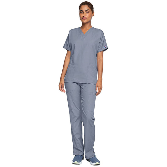 Cherokee Unisex Scrub Top, Grey, XS