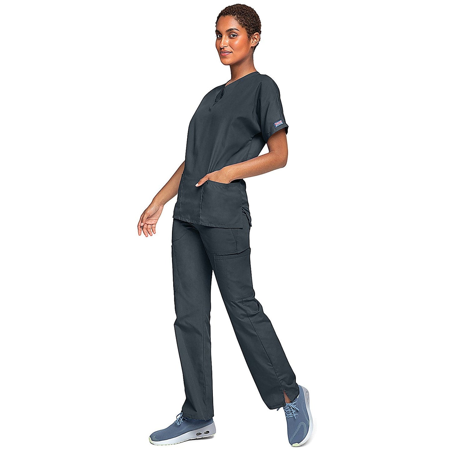 Cherokee Unisex Scrub Top, Pewter, 3XL