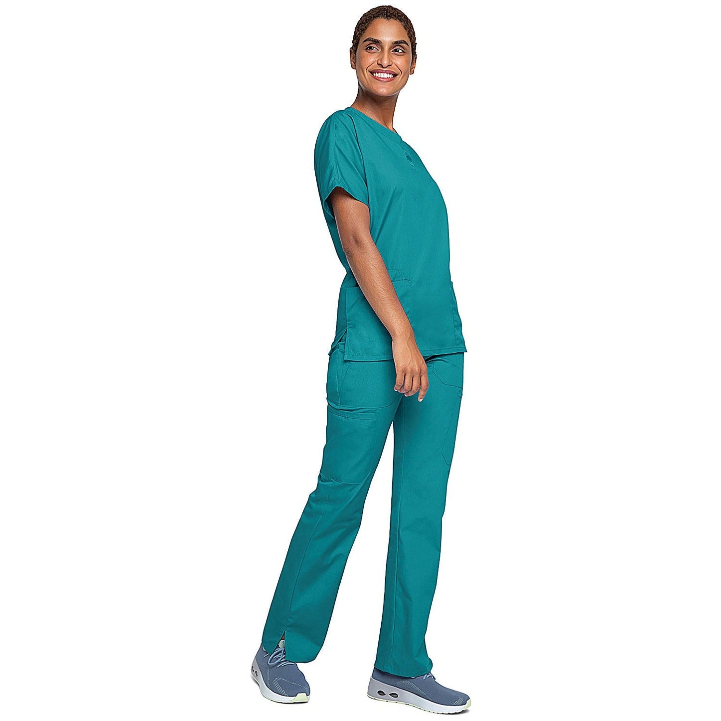Cherokee Unisex Scrub Top, Teal Blue, Large