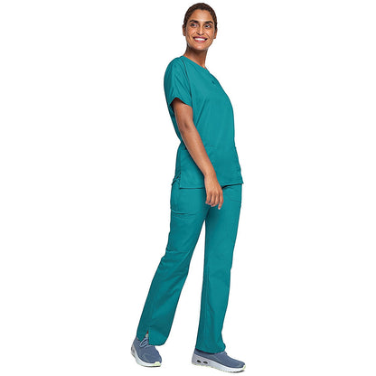 Cherokee Unisex Scrub Top, Teal Blue, XS