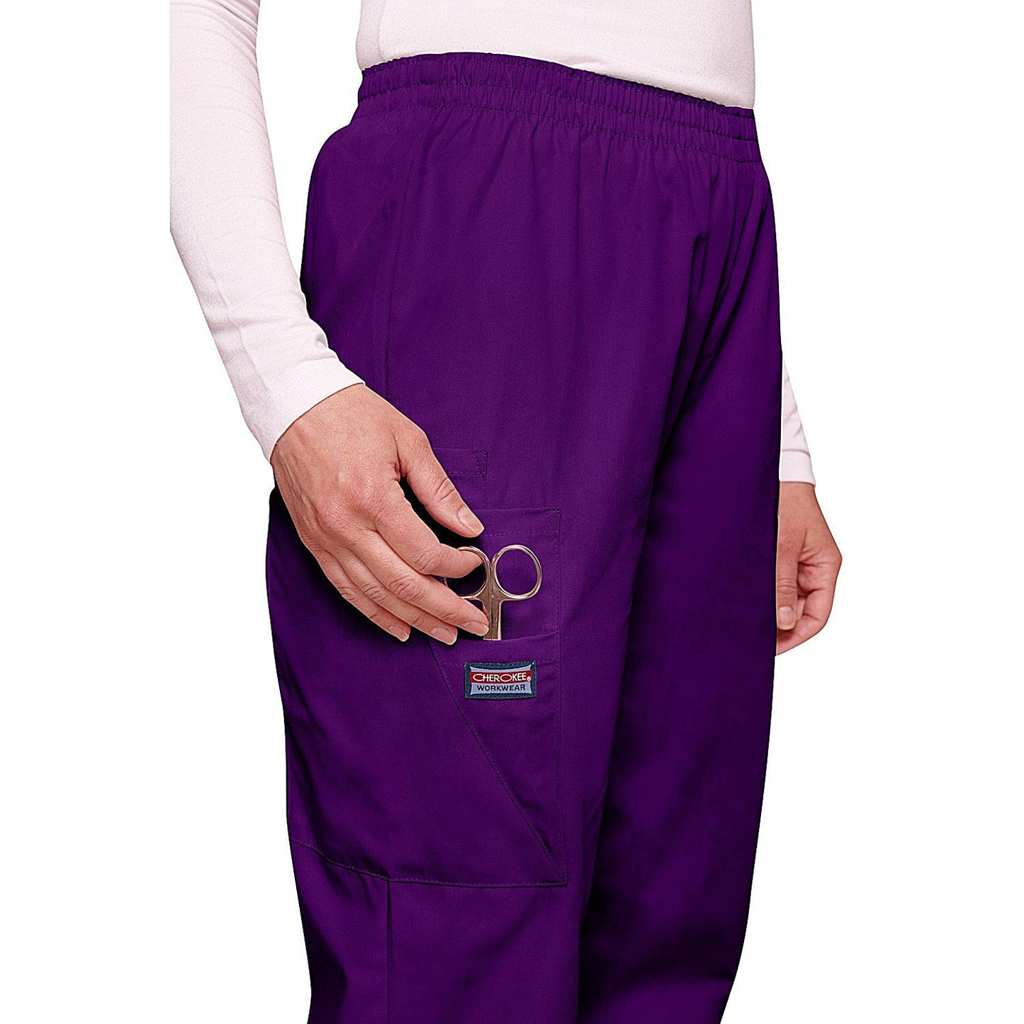 Cherokee CH4200 Elasticated Scrub Trousers, Eggplant, Size XL