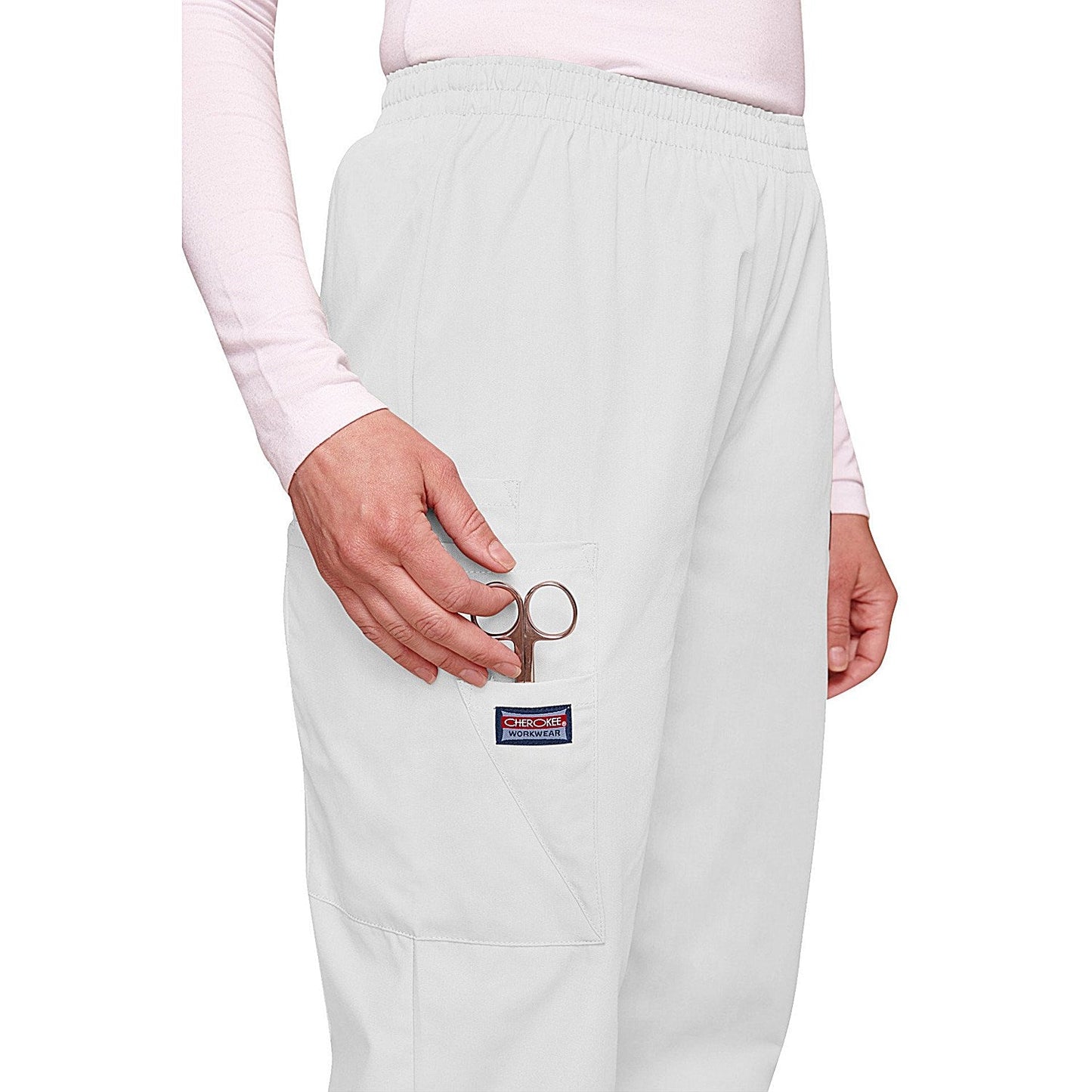 Cherokee CH4200 Elasticated Scrub Trousers, White, Size XS