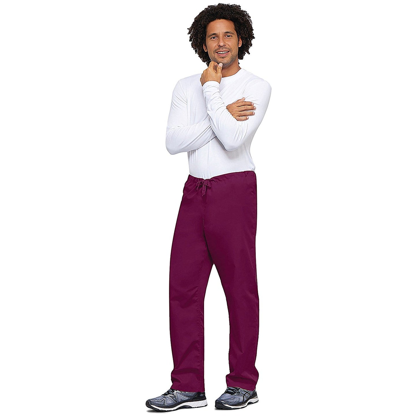 Cherokee Unisex Drawstring Scrub Trousers, Wine, Large