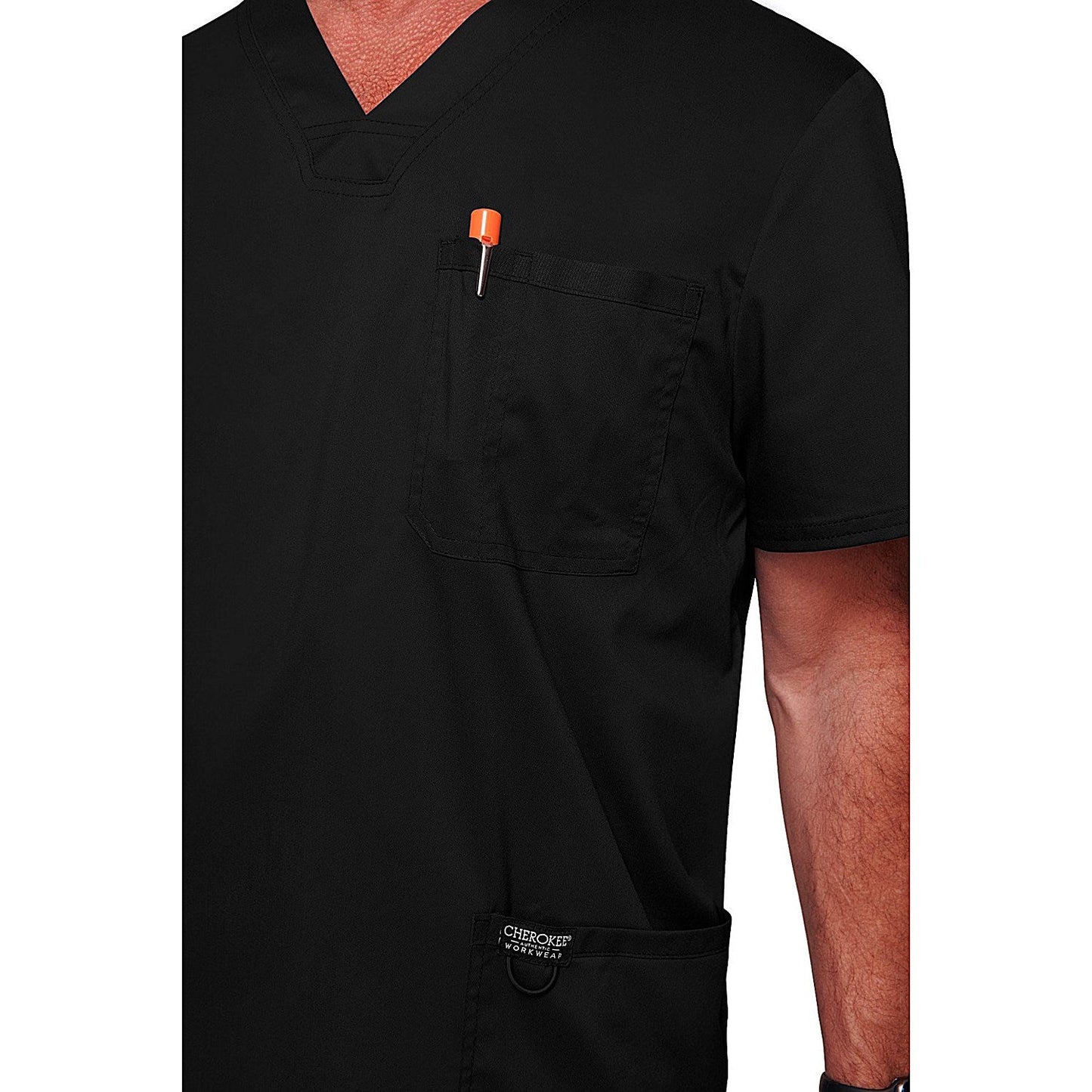Cherokee Revolution WW670 V Neck Scrub Top, Black, Size XL