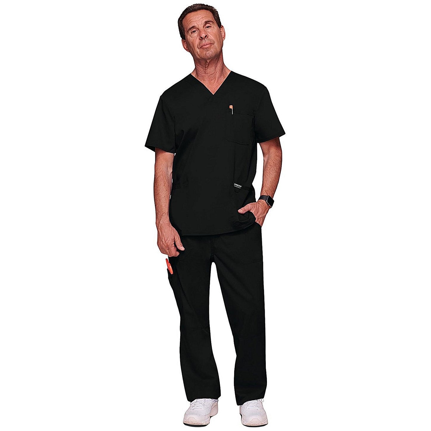 Cherokee Revolution WW670 V Neck Scrub Top, Black, Size XS
