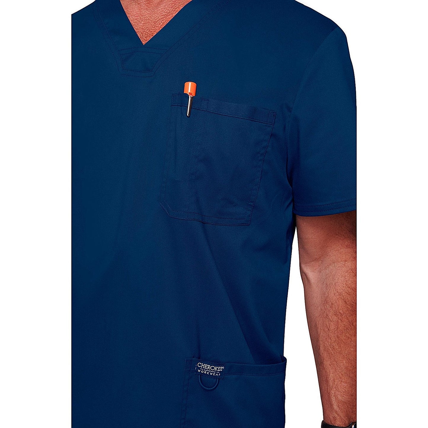 Cherokee Revolution WW670 V Neck Scrub Top, Navy, Size Small