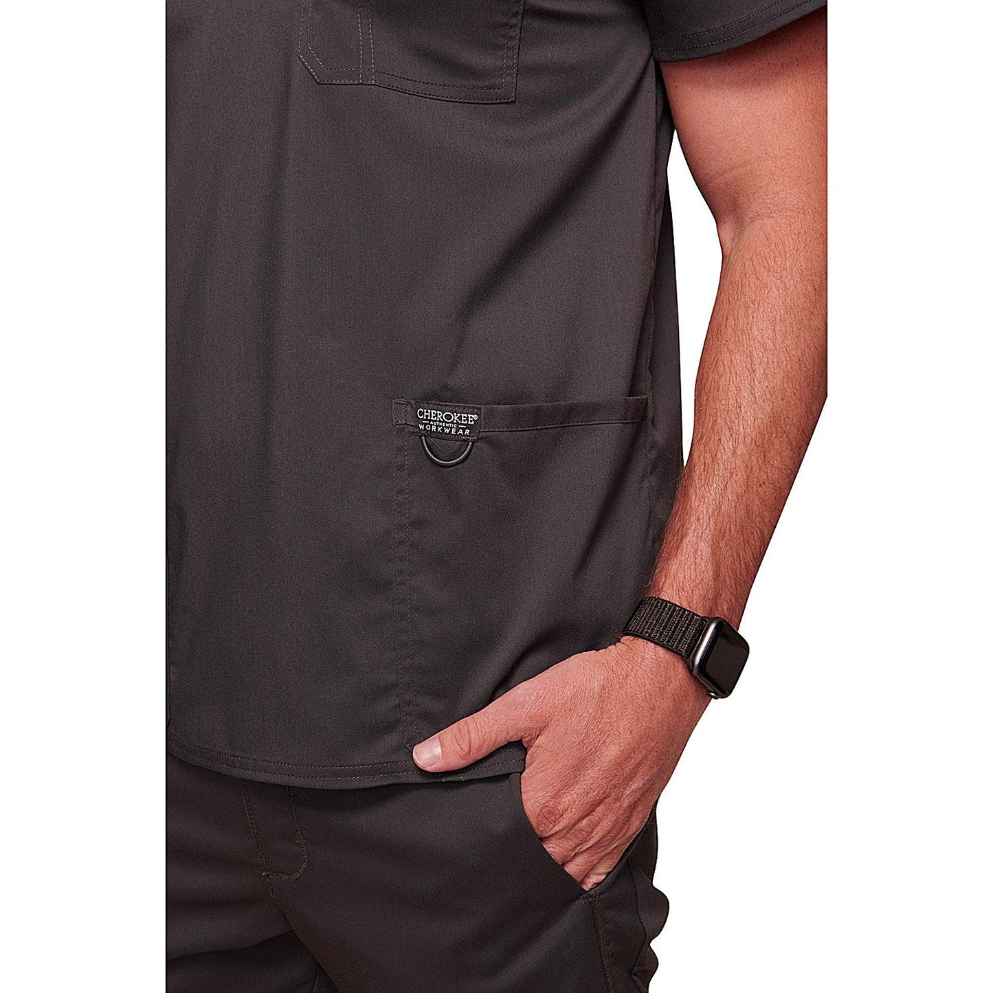 Cherokee Revolution WW670 V Neck Scrub Top, Pewter, Size Large