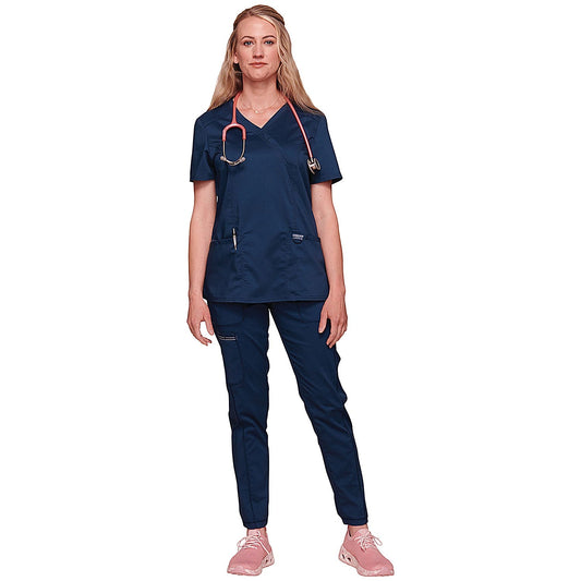 Cherokee WW610 Revolution Mock Wrap Top, Navy, 2XL