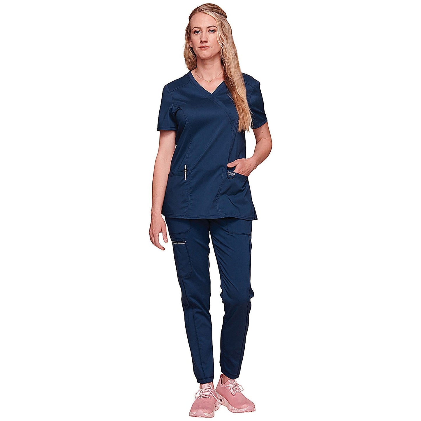 Cherokee WW610 Revolution Mock Wrap Top, Navy, 2XS Easy2Order : WIS25470
