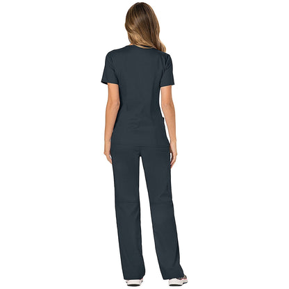 Cherokee WW610 Revolution Mock Wrap Top, Pewter, Small