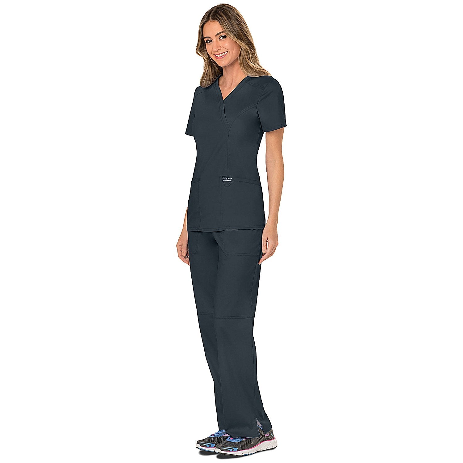 Cherokee WW610 Revolution Mock Wrap Top, Pewter, Small Easy2Order : WIS25475