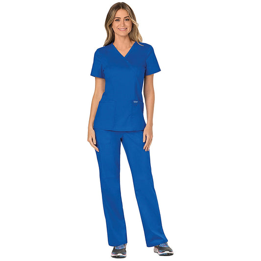 Cherokee WW610 Revolution Mock Wrap Top, Royal Blue, 2XS