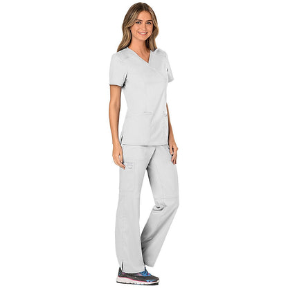Cherokee Revolution WW610 Mock Wrap Top, White, Large