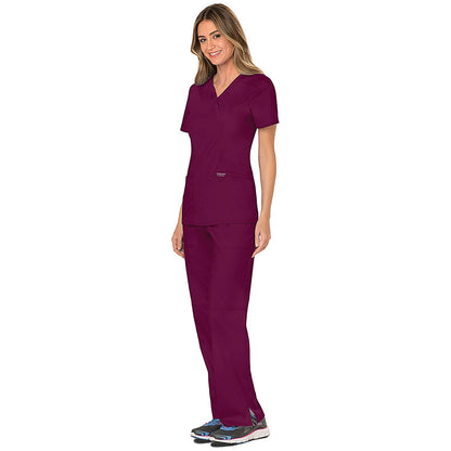 Cherokee WW610 Revolution Mock Wrap Top, Wine, 2XL