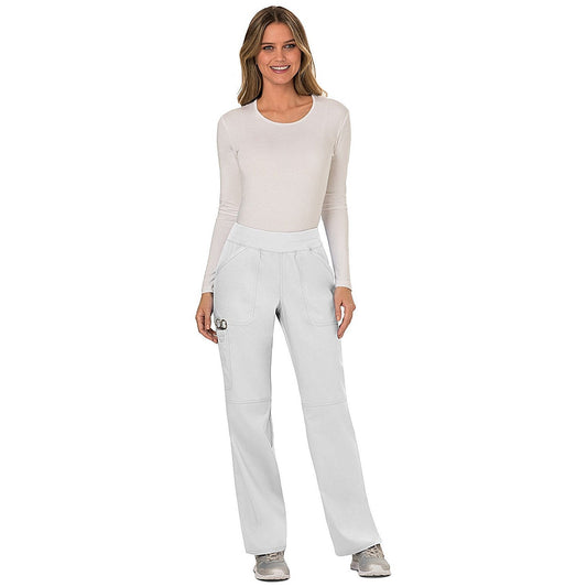Cherokee Revolution WW110 Women's Mid-Rise Cargo Scrub Trousers, White, 2XS