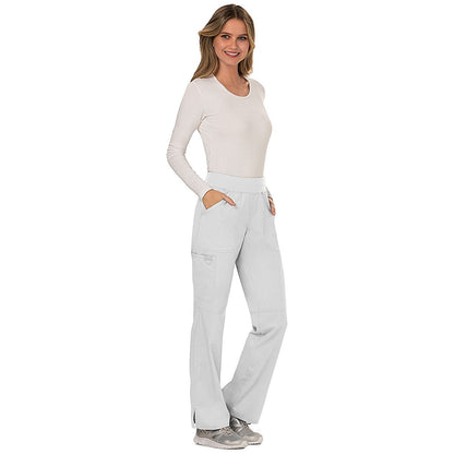 Cherokee Revolution WW110 Women's Mid-Rise Cargo Scrub Trousers, White, 2XS