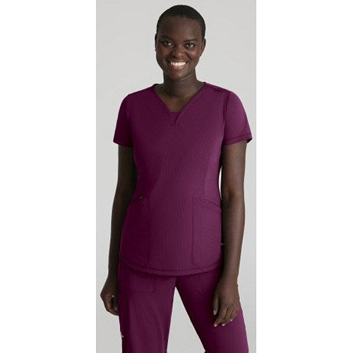 Skechers Slip-ins Serene Knit Scrub Top, Wine Red, Medium Easy2Order : WIS28061