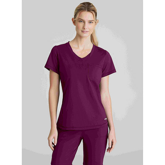 Skechers Slip-ins Flow Knit Scrub Top, Wine Red, Medium