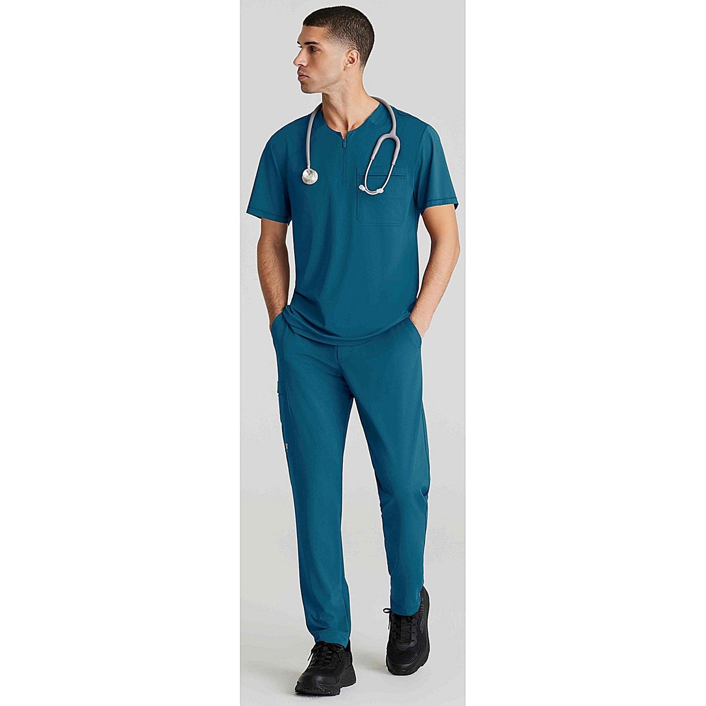Skechers Slip-ins Flex Knit Scrub Top, Bahama Blue, Large Easy2Order : WIS28109