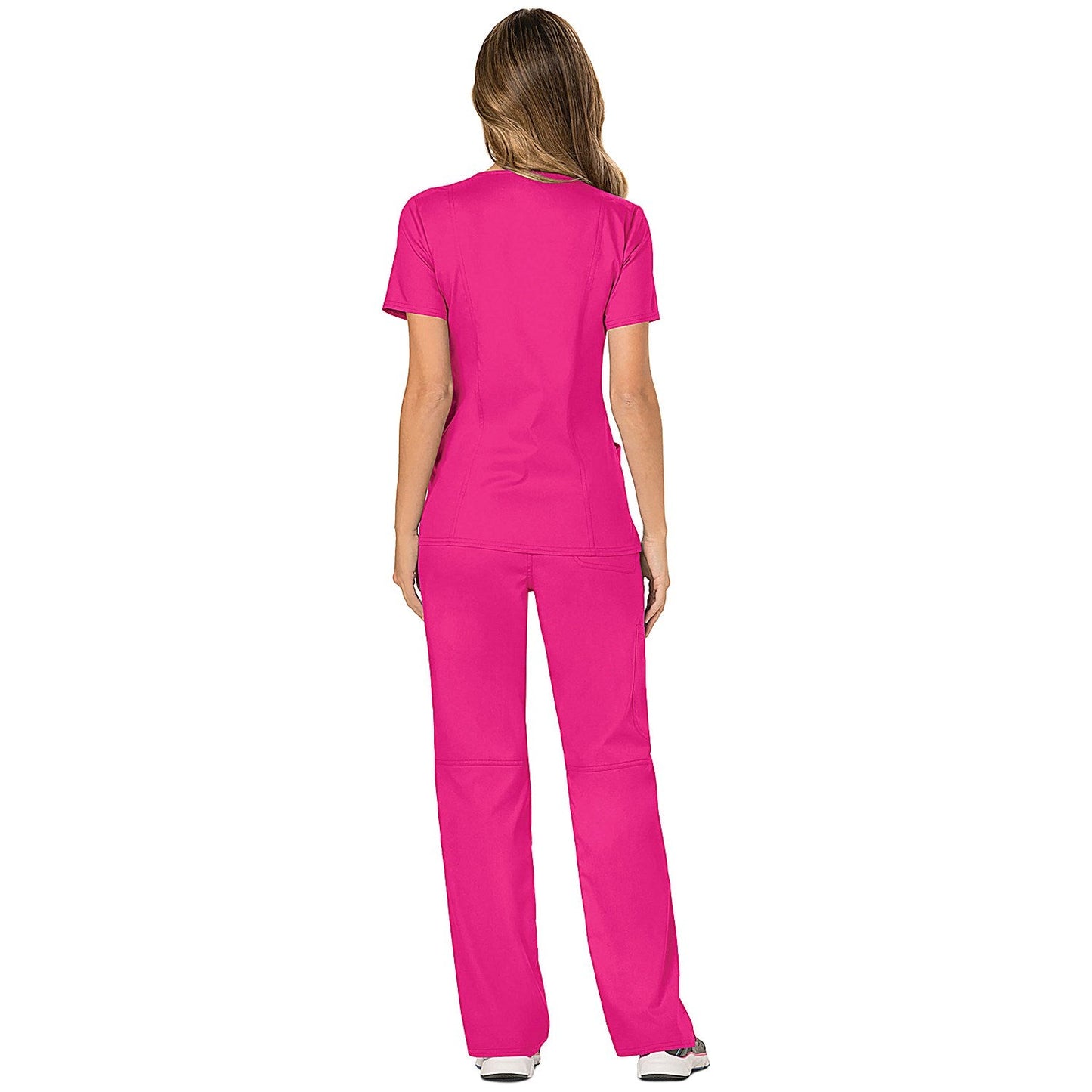 Cherokee WW610 Revolution Mock Wrap Top, Electric Pink, 3XL