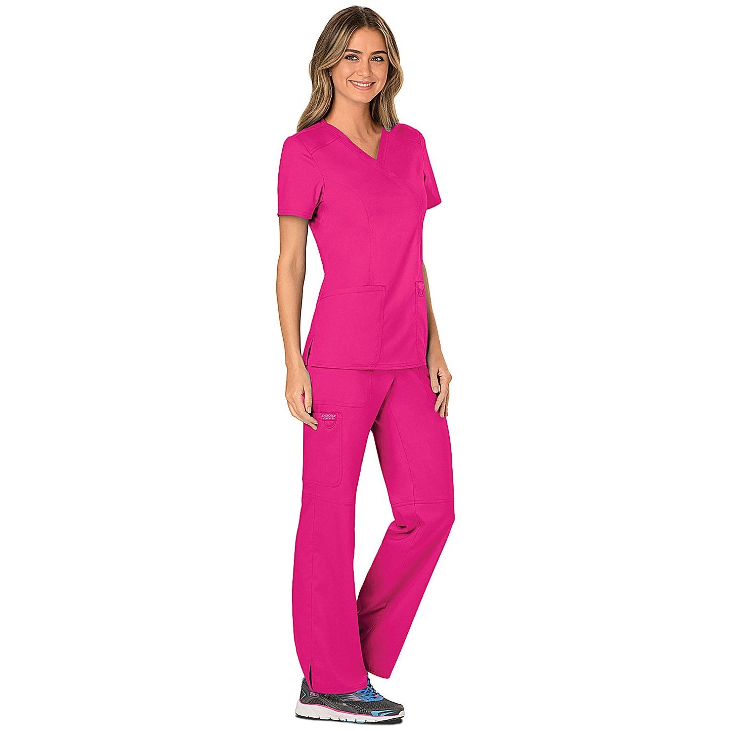 Cherokee WW610 Revolution Mock Wrap Top, Electric Pink, 3XL Easy2Order : WIS29104
